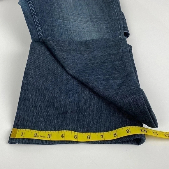 Dark wash medium rise whiskered Blue flared leg pullon jeans size 8 - Picture 11 of 15